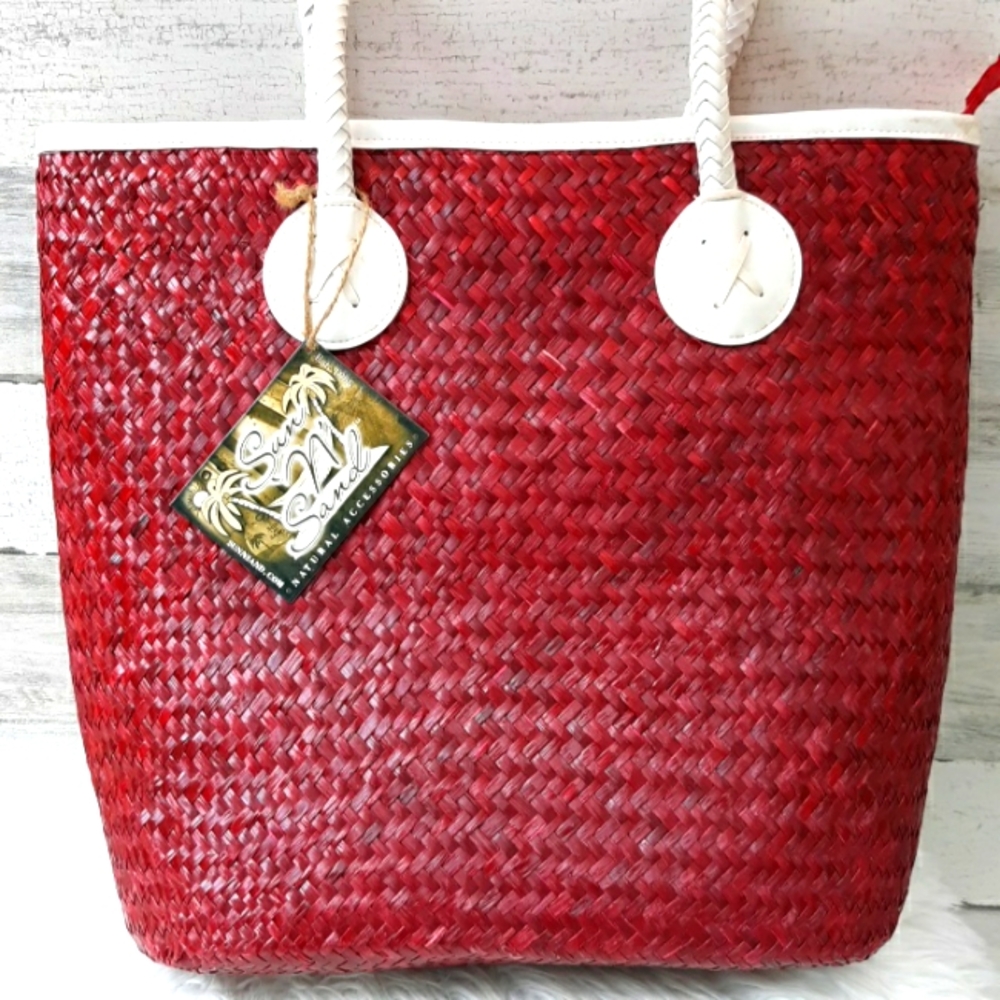 NWT SUN N SAND WOVEN NATURAL FIBER TOTE - Picture 13 of 13